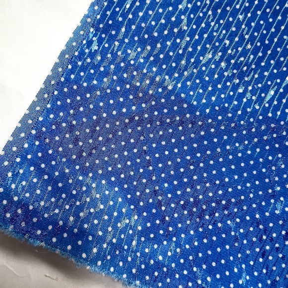 Blue White Swiss Dot Fabric 1 Yard and 34" Shiny Thin Toyobo - Picture 1 of 6